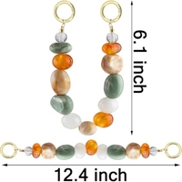 Accessoires de téléphone portable perlés, chaîne de téléphone portable en pierre à carreaux de couleurs mélangées, accessoires mignons pour femmes, sac à main, sac en résine