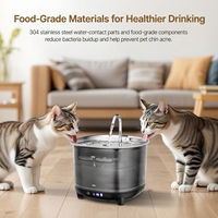 Fontaine à eau intelligente sans fil OEM 3L pour animaux de compagnie, double capteur radar, distributeur d'eau automatique en acier inoxydable pour chats et chiens