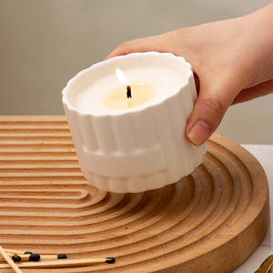 Vaso de cerámica personalizado para velas, cilíndrico, vacío, hecho a mano, para regalo DF2821 - Product Image 1