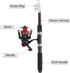 Tripquips 6.9ft 2Pcs Télescopique Fibre De Carbone Leurre Cannes À Pêche Ensemble Spinning Reel Combo Action Lente Droite Basse Canne De Pêche - Product Image 4