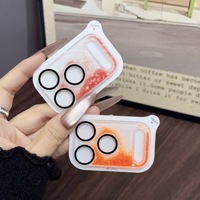 Protection d'objectif en verre trempé à absorption forte avec design pailleté effet sable mouvant pour iPhone 17 Pro Max