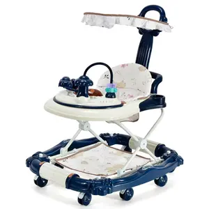 Children's hand-propelled multi-functional anti-rollover with music foldable hand-propelled baby walker