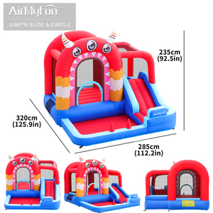 Château Gonflable Personnalisé Monstre Rouge Oxford avec Piscine à Balles et Toboggan pour Jardin - Combo Maison de Rebond Gonflable - Product Image 6