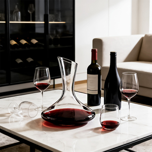 Decantador de Vidrio Soplado a Mano Moderno de 37.2oz Recargable para Uso en el Hogar, Bar, Banquete o Restaurante - Product Image 3