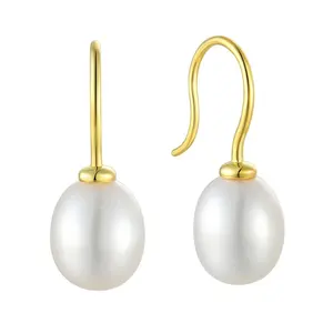 Hot Sale Pearl Earrings 18K Gold Plated Earrings Fresh Water Pearl 8*10MM Earrings Jewelry