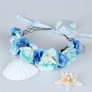 Corona <span class=keywords><strong>di</strong></span> <span class=keywords><strong>Fiori</strong></span> Bianchi e Blu <span class=keywords><strong>per</strong></span> <span class=keywords><strong>Capelli</strong></span>, Accessori Floreali <span class=keywords><strong>per</strong></span> Festival - Product Image 5