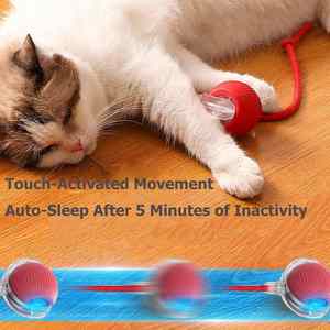 USB Rechargeable ABS <b>Smart</b> Teaser Ball with Tassel Stick Automated Self-Rotating Rolling Ball for Indoor Cats Training and Play - Product Image 3