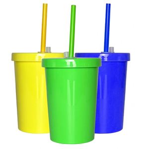 Gobelet scolaire réutilisable en PP de qualité alimentaire, écologique et brillant, 350 ml, avec couvercle et paille, pour eau, jus, cola, pour jeunes, étudiants, enfants - Product Image 2