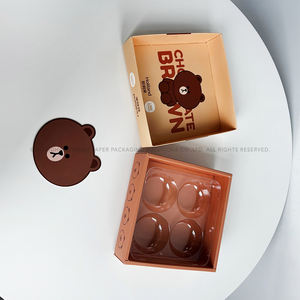 Impresión de patrón de oso, precio al por mayor, pastel de alegría, pastel de chocolate, pastelería, regalo para niños, caja de papel personalizada con posavasos para panadería - Product Image 6