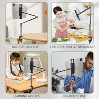Support de Téléphone et Tablette en Aluminium à Rotation 360°, Fixation Pince de Bureau, Vente Directe Usine, Faible MOQ, Idéal pour Diffusion en Direct et Bureau