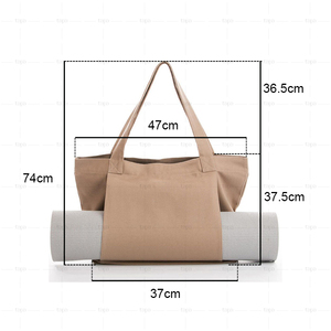 Precio de fábrica cavas bolso de mano con logotipo impreso personalizado Bolsillo grande impermeable para mujeres esterilla de yoga bolso de mano bolso de algodón de lino - Product Image 4