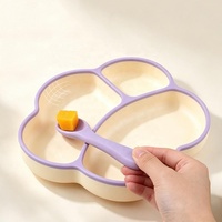 Nouvelle Arrivée Assiette Repas en Silicone à Compartiments Antidérapante avec Ventouse, Plateau d'Alimentation pour Bébé en Silicone de Qualité Alimentaire