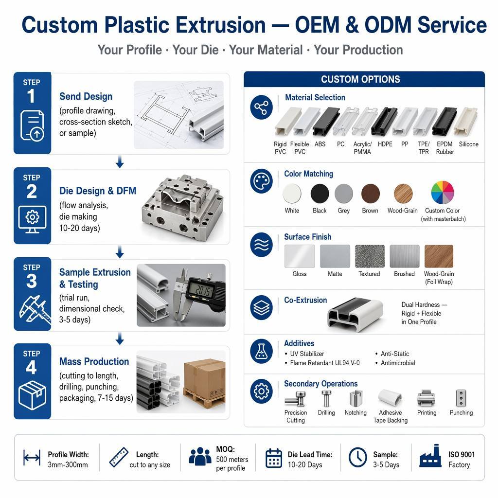 OEM Manufacturer ABS PVC PMMA Acrylic Extrusion Profile Extruded T U Channel Edge Trim Seal Gasket Deco Supplier Factory · image 5