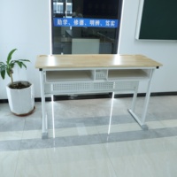 Meubles de classe stables, modernes et durables avec structure en acier, bureau d'enseignant écologique, chaises d'étude pour étudiants, plateau de table en bois réglable