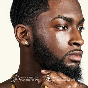 <span class=keywords><strong>Boucles</strong></span> <span class=keywords><strong>d</strong></span>'oreilles clous Hip Hop en <span class=keywords><strong>argent</strong></span> sterling 925 plaqué <span class=keywords><strong>or</strong></span> 14K, serties de zircone cubique 5A, hypoallergéniques, résistantes au ternissement, style Iced Out pour homme - Product Image 5