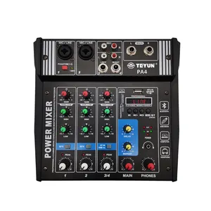 TEYUN 4-CHANNEL small Digital Mixer PA4 with Power Amplifier low-power Microphone dj controller/audio console mixer