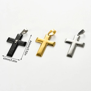 Pendentifs minimalistes en acier inoxydable, grande croix avec lettres, religion, Christ, Jésus, crucifix, prière, Dieu, foi, charmes gothiques pour hommes - Product Image 6