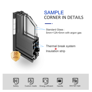 Porta de Alumínio Bi-Fold com Quebra Térmica e Vidro Duplo para Pátio de Villa - Product Image 3