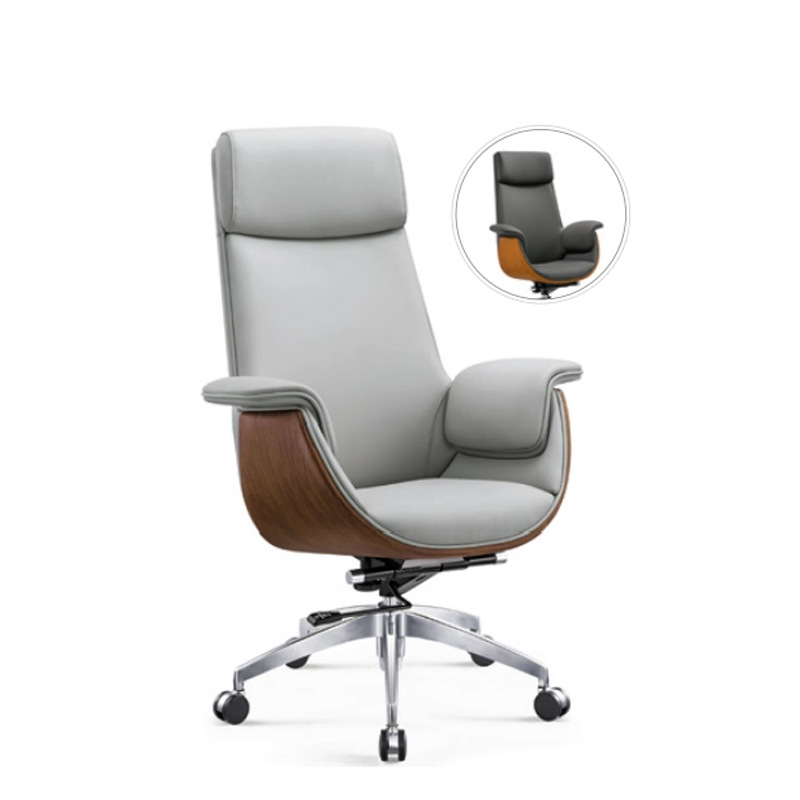 High-end wood grain leather office chair