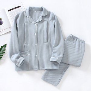 <span class=keywords><strong>Allaitement</strong></span> hiver pyjamas manches longues col en V chemise de nuit femmes vêtements de nuit coton chemise de nuit ensemble pour les femmes - Product Image 3