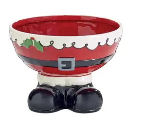 脚付きサンタボウルセラミッククリスマスクリスマス家の装飾食器セットトナカイドロマイトhengfei