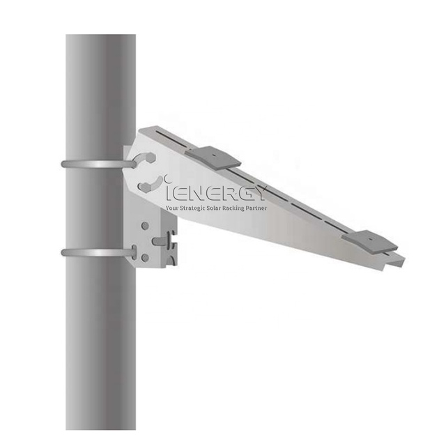 Wall Mount Designed Adjustable Solar Panel Bracket Rapid Assembly Solar Pole Mount Single Arm Aluminum Solar Panel Pole Mount