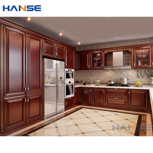<span class=keywords><strong>Mobili</strong></span> da <span class=keywords><strong>Cucina</strong></span> in Legno a Forma di L con Design Gratuito, Lussuosi Armadi da <span class=keywords><strong>Cucina</strong></span> in Legno Massello Colore Ciliegio Rosso - Product Image 1