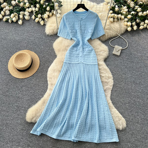Abito Elegante Francese a Maniche Corte <span class=keywords><strong>per</strong></span> <span class=keywords><strong>Donna</strong></span>, Vestito Casual da <span class=keywords><strong>Ufficio</strong></span> a Vita Alta Linea A, Produttori di <span class=keywords><strong>Abbigliamento</strong></span> Femminile - Product Image 1
