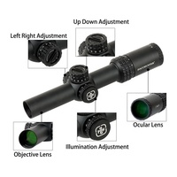 Lunette de visée tactique Focuhunter LPVO 1-6x24E SFP à réticule rouge gravé sur verre, antichoc 1000G, pour la chasse – Meilleure vente