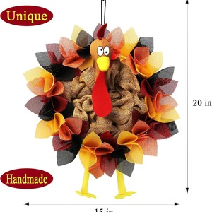 Décorations de porte de Thanksgiving décor de dinde couronne de Thanksgiving décorations de dinde automne Thanksgiving porte cintre gobble - Product Image 6