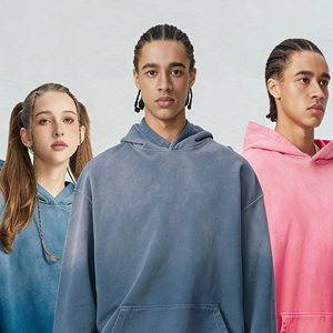 Trendy Acid Wash 100% Cotton Hooded Sweatshirt 3D Embroidery Custom Logo Vintage Style <b>Men's</b> Eco-Friendly Autumn Soft Breathable - Product Image 3