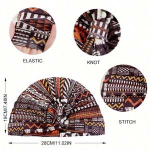 Wholesale Pattern Printed Outdoor Multifunction Head Wraps <b>Twist</b> Turban Knot Beanie Cap Polyester Elastic Women Headscarf - Product Image 4