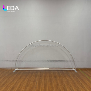 LEDA Modern Semicircle Fan Shaped Backdrop Fabric Cover Customizable Size Color (Silver/Custom) Metal <b>Frame</b> for <b>Wedding</b> Events - Product Image 3