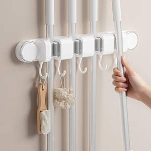 Suction Cup Mop Clip Wall Mounted Hook Strong Hold Traceless Bathroom Household Cleaning Tool Pet Material Durable - Product Image 2