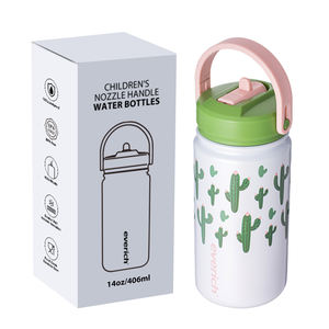 Botella de Agua Infantil de Acero Inoxidable con Aislamiento <span class=keywords><strong>al</strong></span> Vacío de Doble Pared de 14 oz, con Tapa de Paja Fácil de Abrir y Asa para Fácil Transporte - Product Image 1