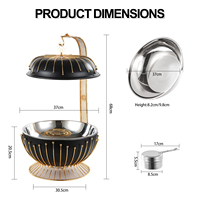 Plat à réchaud rond noir et or avec couvercle suspendu pour buffet, idéal pour hôtels, restaurants, traiteurs et banquets de mariage