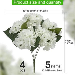 Bouquets de fleurs artificielles d'hortensias 4 pièces <span class=keywords><strong>Daynight</strong></span>, résistants aux UV, fausses fleurs pour centres de table en vase, emballés pour fêtes et mariages - Product Image 2