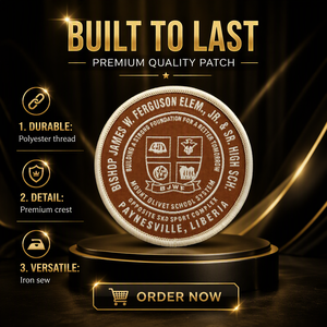 Parche Bordado Personalizado con Escudo y Borde Amarillo Marrón para Uniformes - Product Image 4