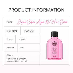 LAIKOU Huile Capillaire Nourrissante et Réparatrice Sakura Argan pour Cheveux Abîmés, Répare les Pointes Fourchues, Lisse et Adoucit, Sérum Essentiel 100ml - Product Image 3