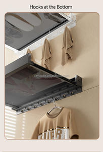 Gran oferta, tendedero montado en la pared, tendedero plegable para secar <span class=keywords><strong>ropa</strong></span>, zapatos, bolsa, sombrero, brocha de maquillaje, tendedero plegable con gancho - Product Image 4