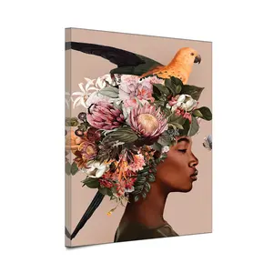 Vrouwelijke Portret Canvas Schilderijen Fabriek Directe Prijs Dier Vogel Gedrukt Op Canvas Home Decor