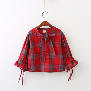 ช้อปปิ้งออนไลน์ Www Xxx รูปภาพสาวๆ แฟชั่น สไตล์ล่าสุด เสื้อเชิ้ตลายสก็อตแบบเรียบง่าย แขนระบาย - Product Image 2