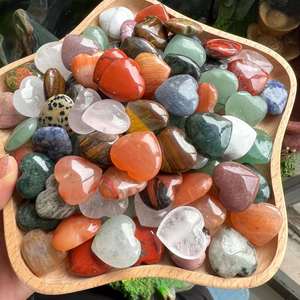 Pierres de cœur gonflées mixtes Tumled Healing Crystal Pocket Love Stone 20 mm Collection de roches assorties - Product Image 3
