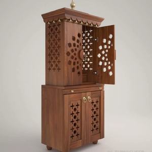 หิ้งบูชาไม้แกะสลัก CNC ระดับพรีเมียมสำหรับบ้าน ดีไซน์หรูหรา พร้อมแผงตกแต่งอย่างประณีต โครงสร้างแข็งแรง และมีพื้นที่กว้างขวาง - Product Image 4