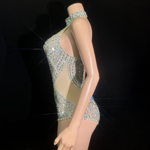 Novance Y4475 nuovo arrivo prodotti 2025 scintillanti strass argento nappe Sexy body <span class=keywords><strong>moda</strong></span> costumi da <span class=keywords><strong>donna</strong></span> latino costumi da ballo - Product Image 2
