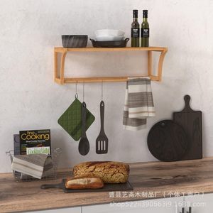 Wooden Wall Mounted Bathroom <b>Shelf</b> Double Layer Natural Wood Color Durable Storage <b>Rack</b> For Towels And Miscellaneous Items - Product Image 2
