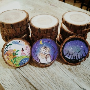 Tranches de bois de bouleau en vrac avec écorce, faites à la main et polies, formes et tailles variées, personnalisables avec logos/images, pour la décoration intérieure DIY et les cadeaux - Product Image 3