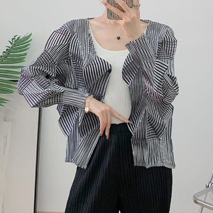 PY 2026 Nueva Colección, Top Miyake Plisado de Manga Larga, Talla Grande, Tejido Sólido, Ropa de Primavera para Mujer, Venta al Por Mayor - Product Image 1
