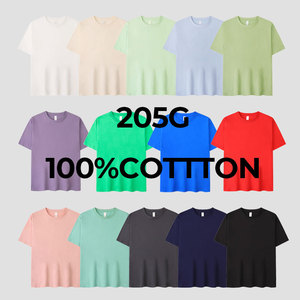 Venta al por mayor unisex de alta calidad 205g 100% algodón logotipo personalizado impresión en blanco sensación fresca cuello redondo de talla grande camisetas de hombre - Product Image 4