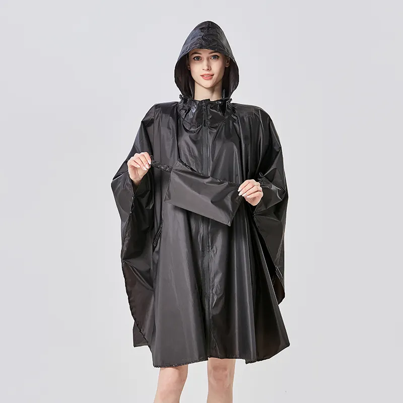 2024 moda Popular cómodo impermeable 210t poliéster impreso senderismo Mujer con capucha abrigos de lluvia para mujeres